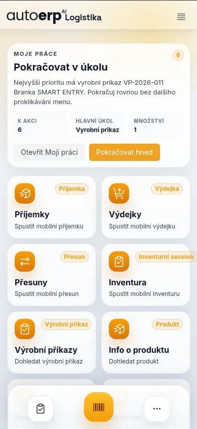 AutoERP mobilní logistická aplikace