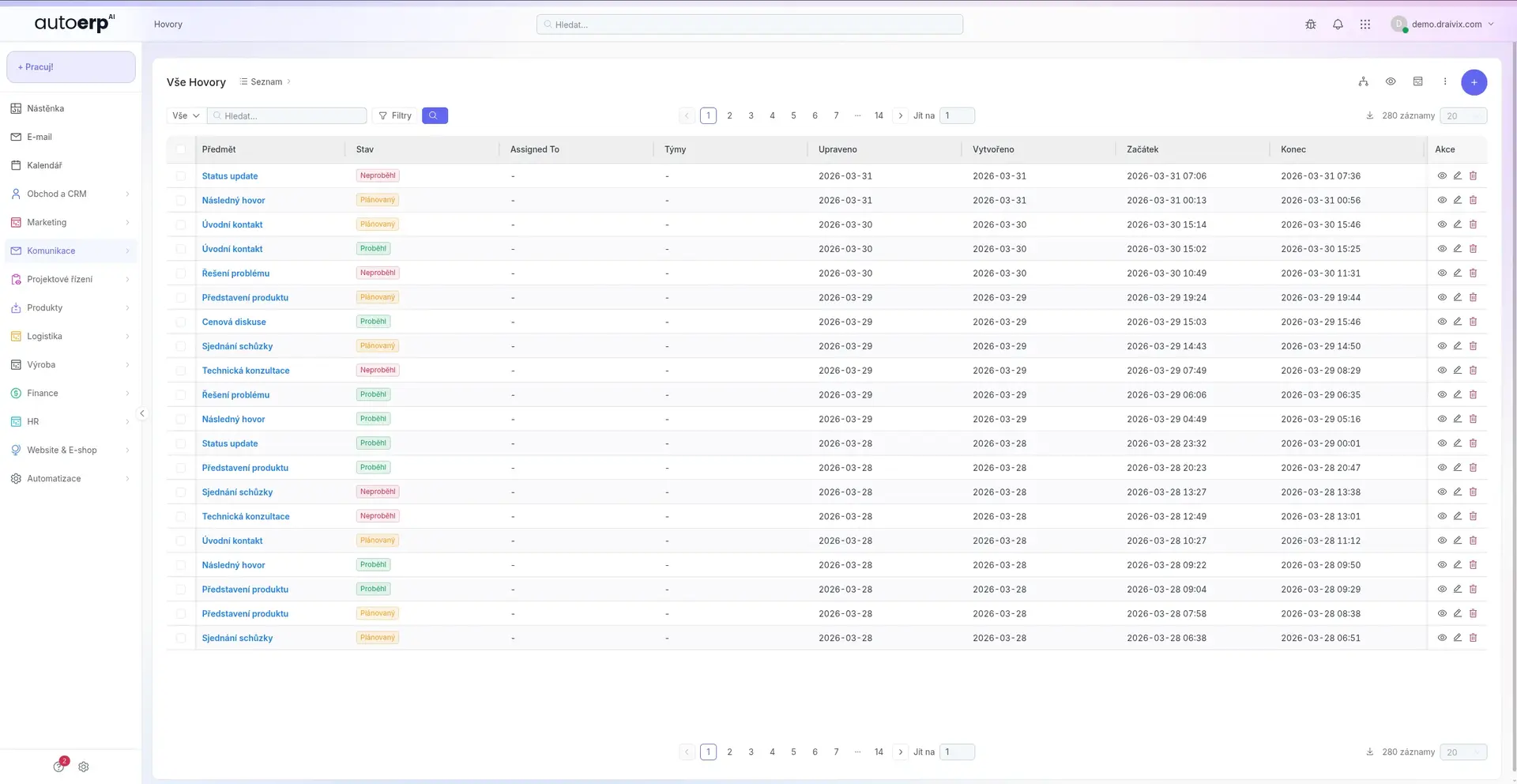 AutoERP chat - podpora a komunikace